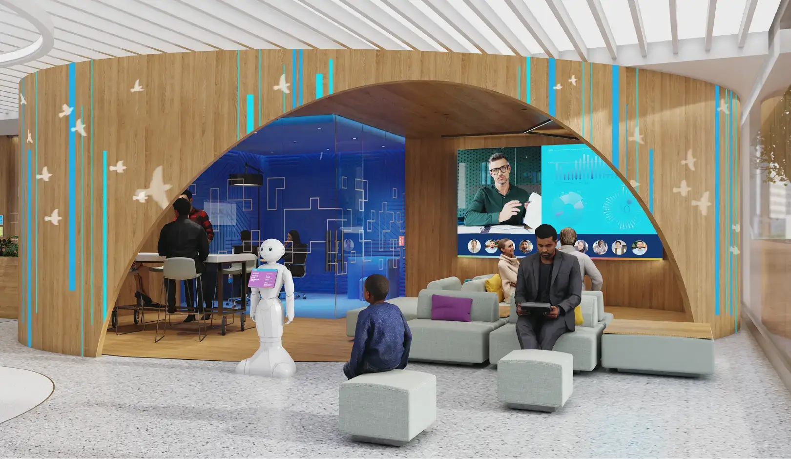 Intel Interactive projection of people sitting in their store